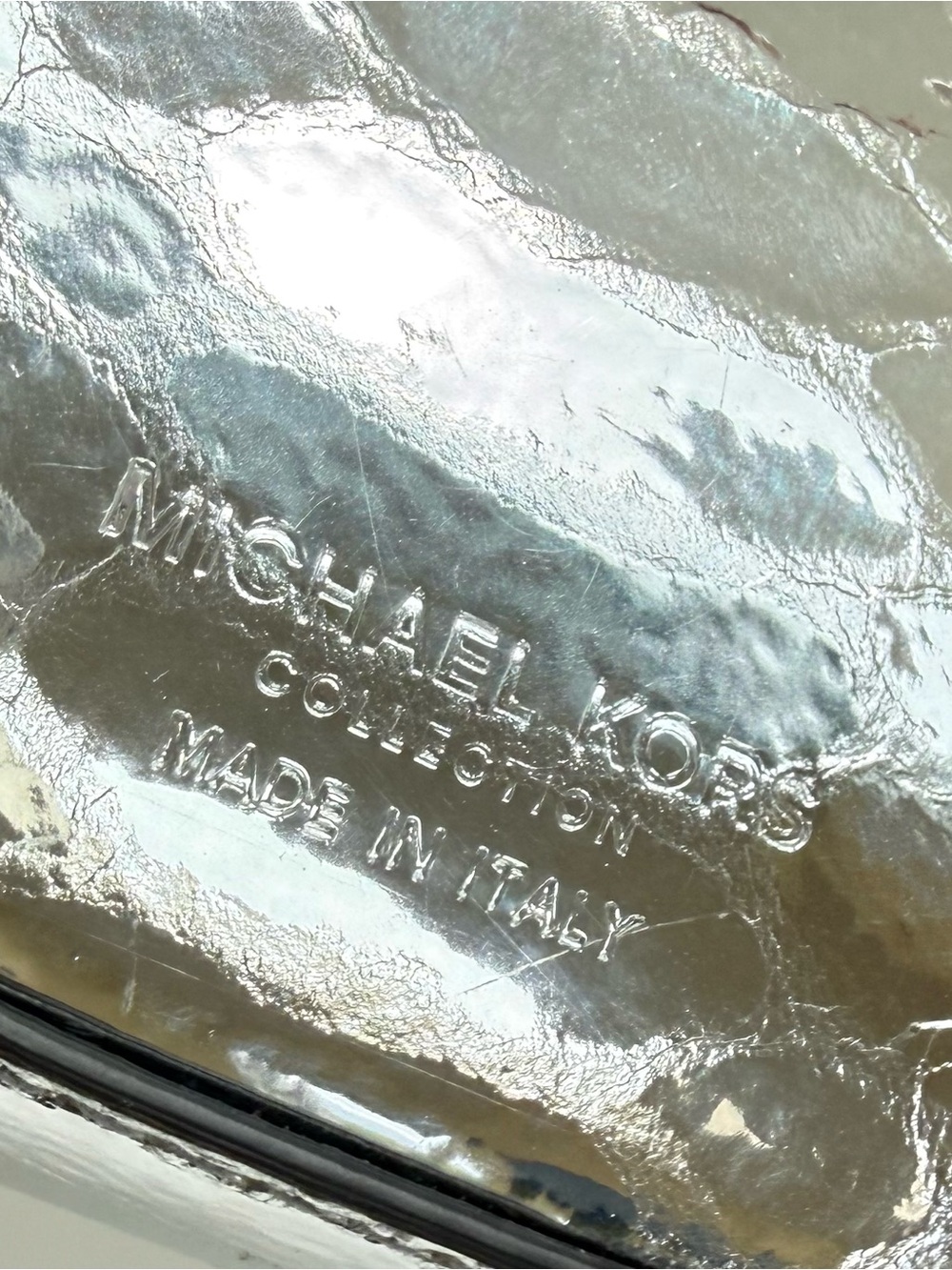 Michael Kors collection Silver Metallic Snake-Embossed cosmetic bag with Logo - Picture 3 of 8